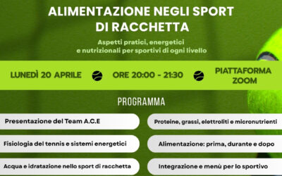 WEBINAR FORMATIVO E DI PRESENTAZIONE A.C.E. NUTRITIONAL TENNIS TEAM